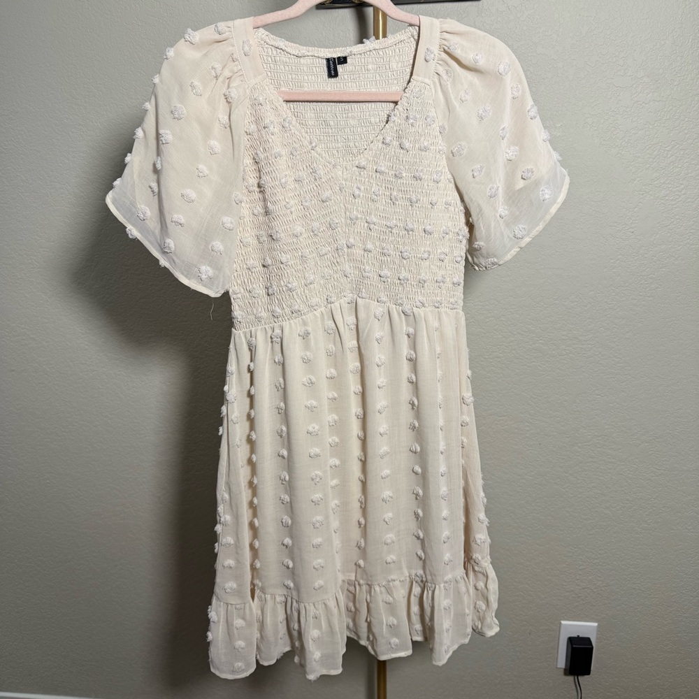 Latcass Swiss Dot Cream Dress